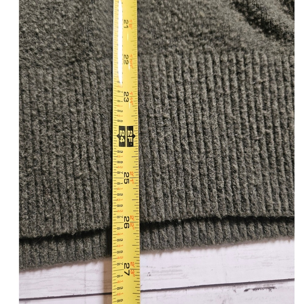 Aerie Women XS Olive Green Striped Oversized Crewneck Sweater Boucle Knit - Picture 5 of 8